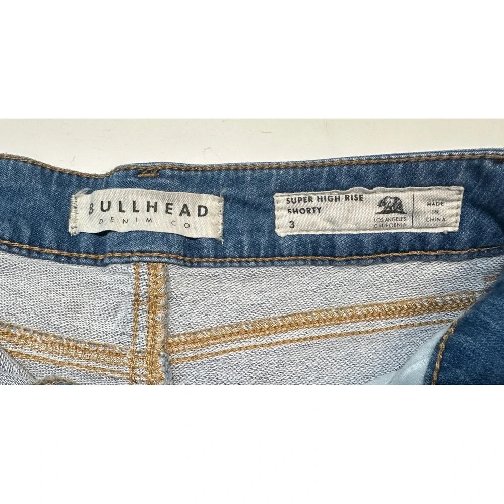 Bullhead Denim Co Jean Shorts Women 3 Blue Super High Rise Shorty Cut Off Summer